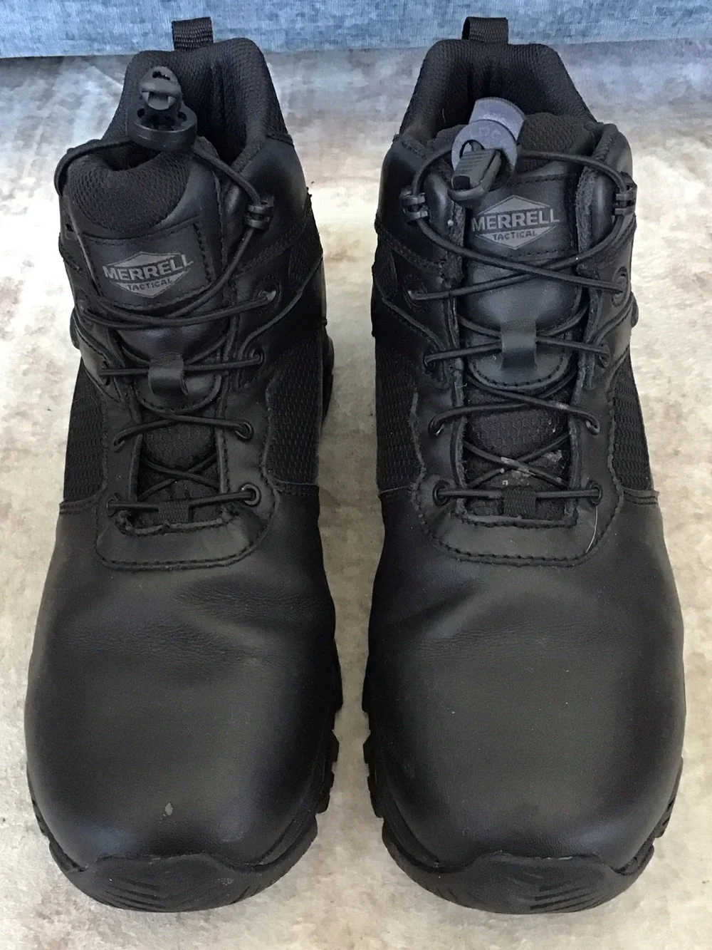 Merrell Men’s Moab 3 Black Tactical Work Boots with Quick-Lace